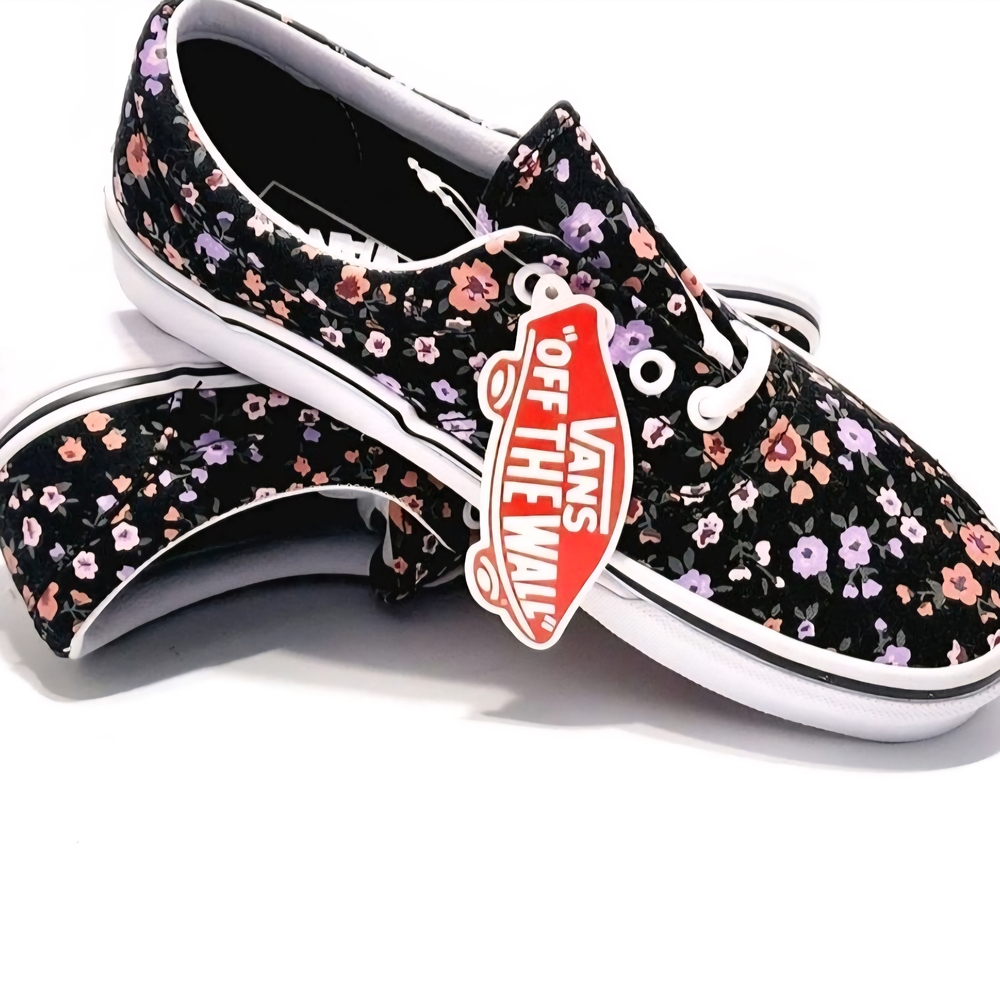 Vans Woman Size 9 Floral Black Sneakers - Out grew